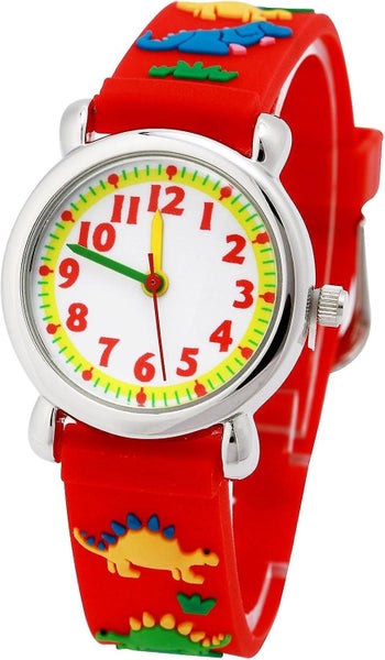 Kids Watch steel Case Red Little Dinosaur Waterproof 3d Cute Cartoon Round Carousel 1