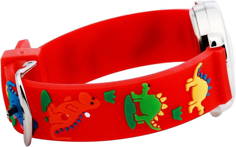 Kids Watch steel Case Red Little Dinosaur Waterproof 3d Cute Cartoon Round Carousel 2