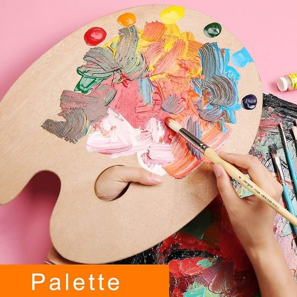 1 X Wooden Palette With Thumb Holes For Oil Acrylic And Watercolor Paints 30063617471999874114