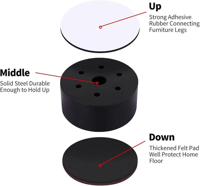 Black 60*50mm Steel Furniture Support Bed And Table Foot Support 4 Furnitu Carousel 2