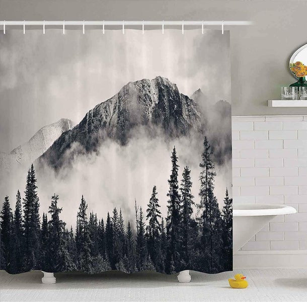 Smoky Mountain Cliffs Outdoor Idyllic Photographic Art Shower Curtain Nationa Carousel 1