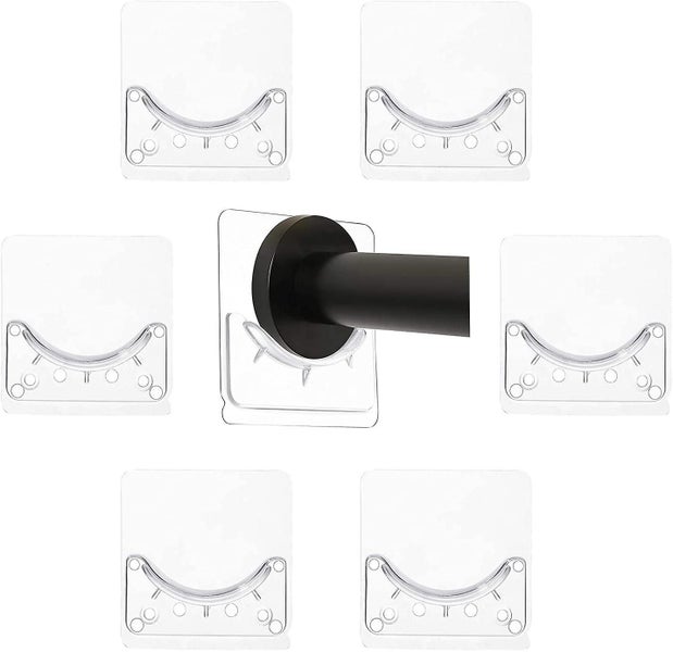 6pcs Adhesive Curtain Rod Holder Bath Curtain Rod Pole Holder Wall Mounted Tow Carousel 1
