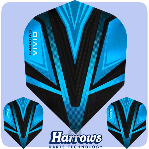 Harrows Vivid Dart Flights - 100 Micron - Extra Strong - Std - Aqua Blue Carousel 1
