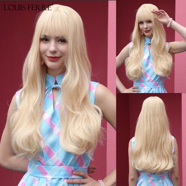 FERRE Black Pink Ombre Synthetic Cosplay Long Straight Layered Wigs with Bang... Carousel 8