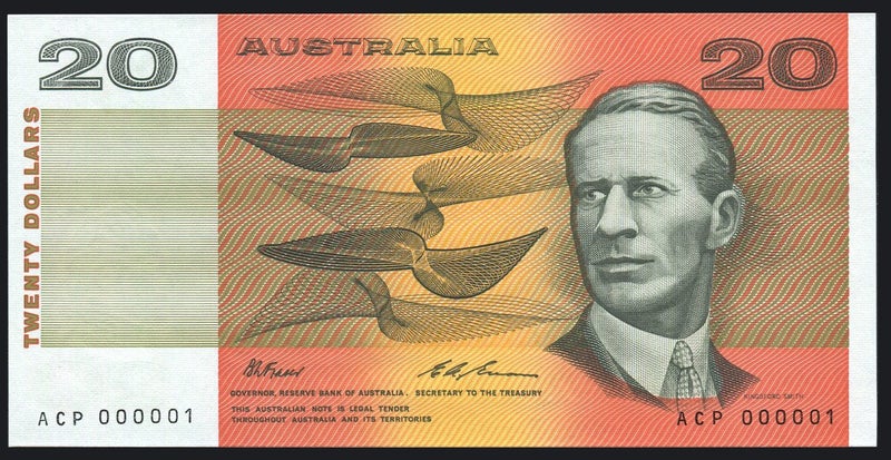 Australia - 20 Dollars - Fraser/Evans - R415 - Serial Number 1 - ACP000001 - Unc Carousel 1