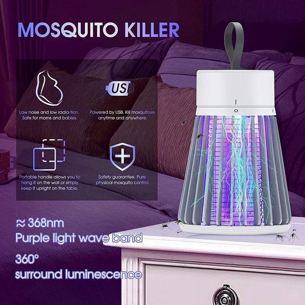 Bug Zapper Electric Mosquito UV Killer Lamp Insect Catcher Fly Trap Grey Carousel 2
