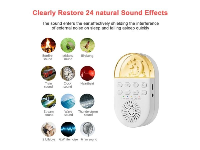 Portable White Noise Sleep Machine 24 Sounds 30/60/90 Timing For Carousel 1