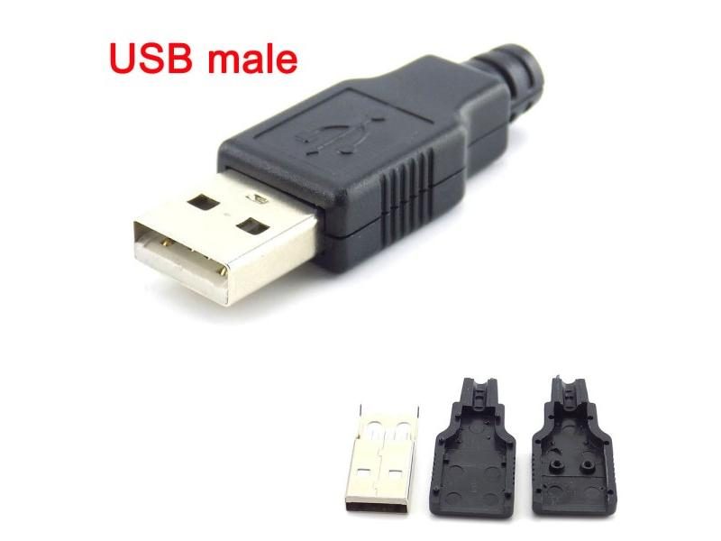5/10pcs 4 Pin USB 2.0 Type A Male Socket Plug Connector Adapter With Black Carousel 1