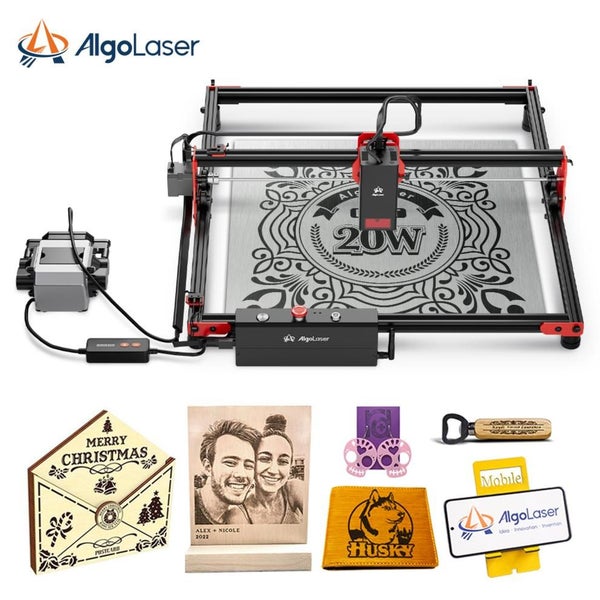 AlgoLaser DIY Kit 20W Laser Engraving and Cutting Machine with Air Assist Carousel 1