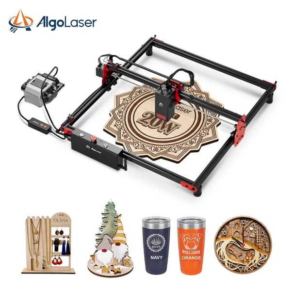 AlgoLaser DIY Kit 20W Laser Engraving and Cutting Machine with Air Assist Carousel 2