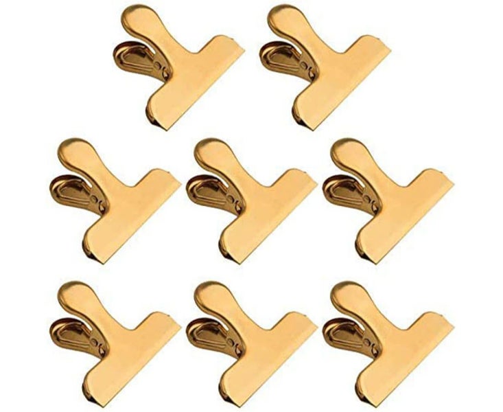 Chip Bag Clips, 8 Pack Large Golden Stainless Steel Air Tight Bag Clip Carousel 1