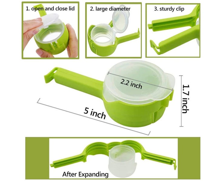 4Pcs Plastic Food Bag Cap Kitchen Storage Preserve Sealing Bag Clip Carousel 6
