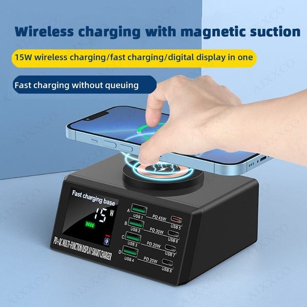 New 8 Ports Multi USB C Charger Type C PD Fast Charging Station Wireless Charger628632333927691123