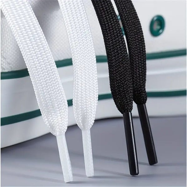 1Pair Classic Flat Shoe Laces Sneakers Athletic Running Shoe Boot Black/White Carousel 1