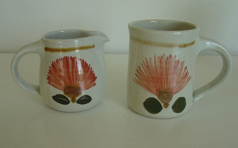 NZ Craft Pottery Pohutukawa Jug and Mug Carousel 1