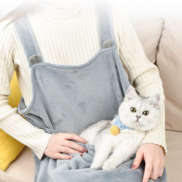 Comfortable Apron For Holding Cats Soft Kitten Bib Kangaroo Pocket Pet Clothe... Carousel 7