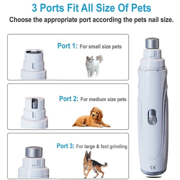 Electric Pet Grinder 2-Speed Rechargeable Dog Nail Clipper Cat Cutter Groomin... Carousel 6