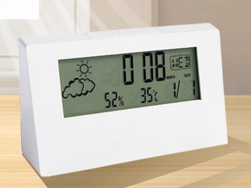 Digital Alarm Clock Desktop Clock with Temperature Humidity Alarm Clock Luminous Carousel 1