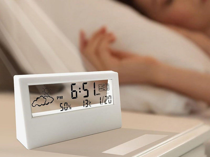 Desktop Digital Alarm Clock with Temperature Humidity Alarm Clock Transparent Carousel 5