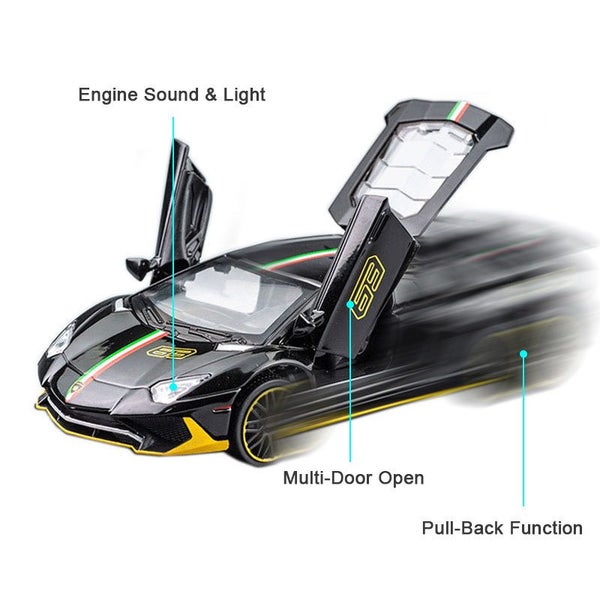 1:32 LP780 Car Model with Pull-Back Sound Light Effects -Black Carousel 3