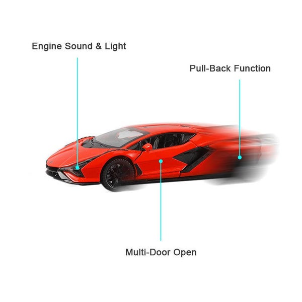 1:32 Sian Car Model with Pull-Back Functionality Sound Light Effects -Red Carousel 3