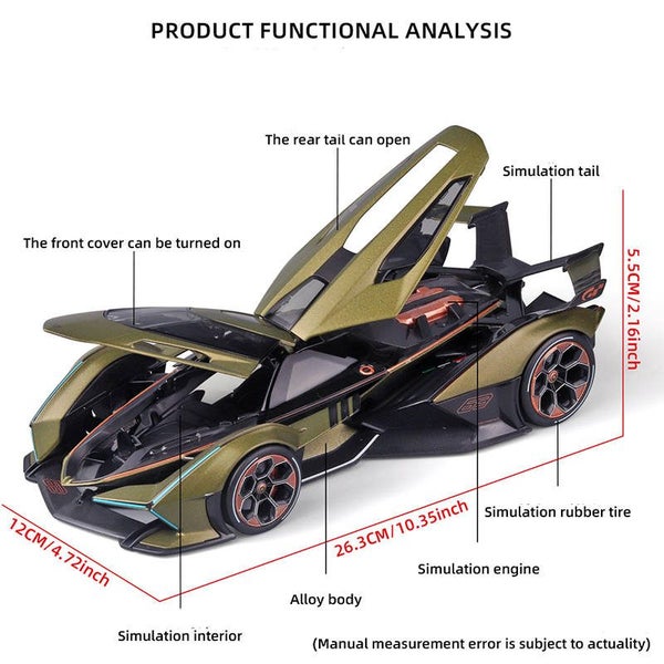 Diecast Car Model 1:18 Matt Green Vehicle Christmas Gifts for Boys Carousel 2