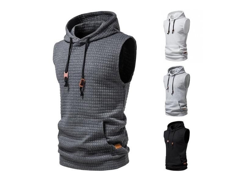Mens Sleeveless Hoodies Fashion Casual Zipper Hooded Sweatshirt Men Carousel 1