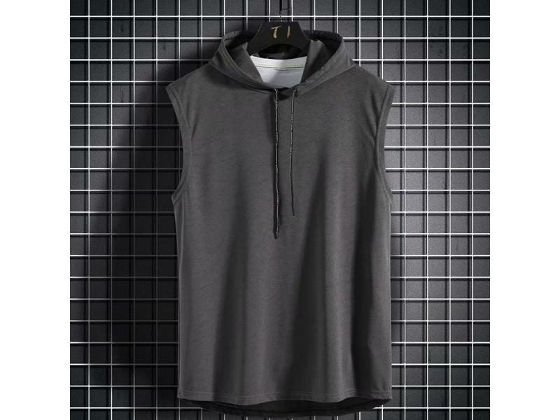 Mens Sleeveless Hoodies Fashion Casual Zipper Hooded Sweatshirt Men Carousel 2