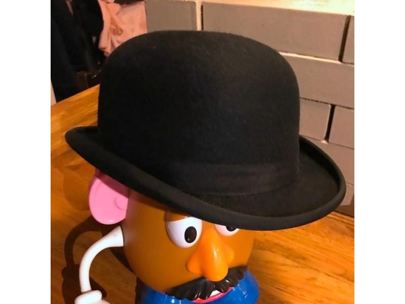 Wool Bowler Hat Luxury Felt Billycock Hats For Men With Belt Rolled Brim Carousel 2