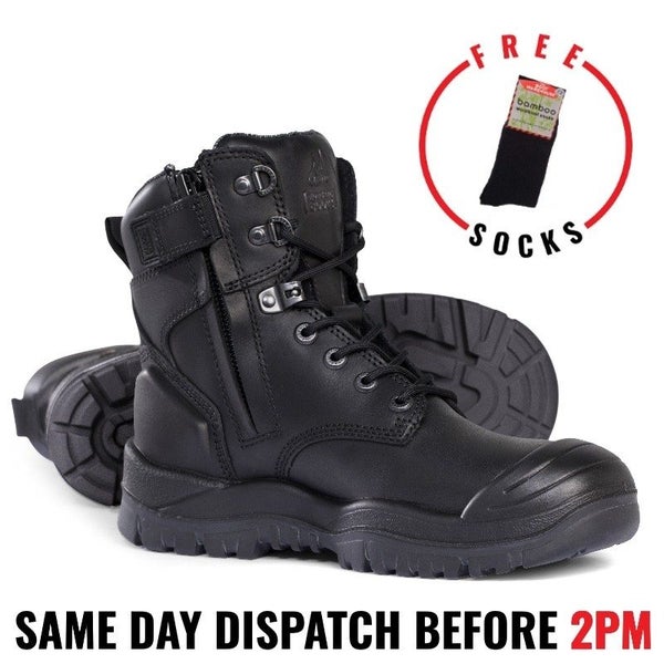 Mongrel 561020 Work Boots. Safety Steel Toe Cap. High Ankle, ZipSider, Press ... Carousel 1