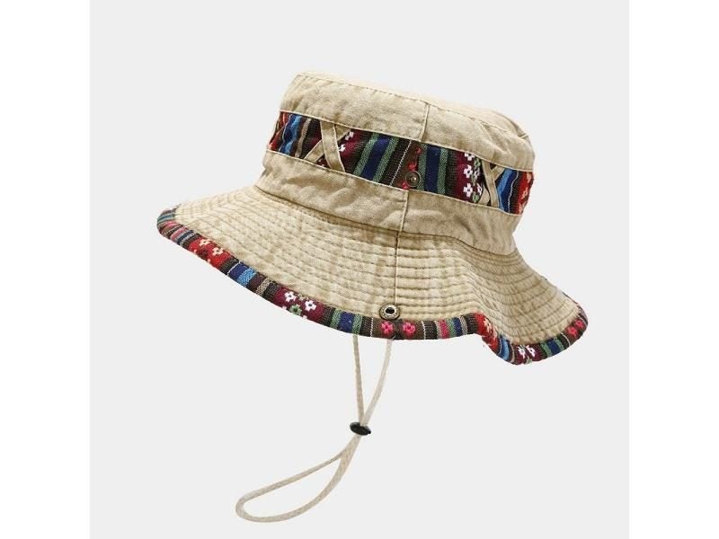 Cotton National Wind Solid Color Bucket Hat Outdoor Travel Sun Cap For Carousel 1