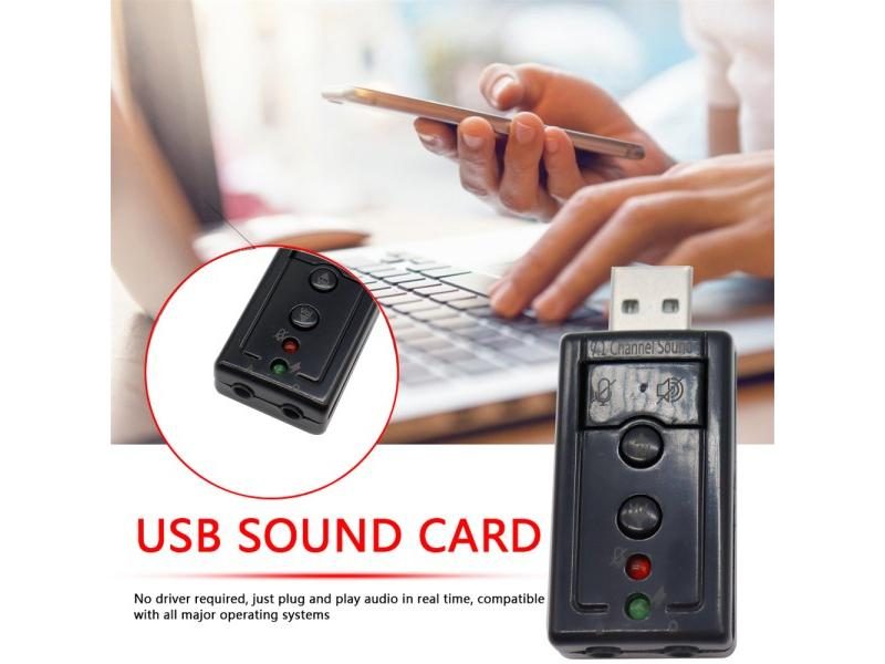 Virtual 7.1 Channel Sound Card External USB 2.0 Audio Mic Speaker Adapter Carousel 1
