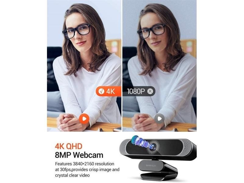 DEPSTECH DW49 4K 8MP HD Webcam With Noise-Canceling Microphone/ Privacy Cover/ Carousel 2