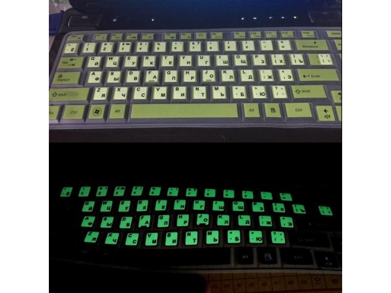 P82F Russian Letters Ultrabright Fluorescence Luminous Keyboard Sticker Carousel 1