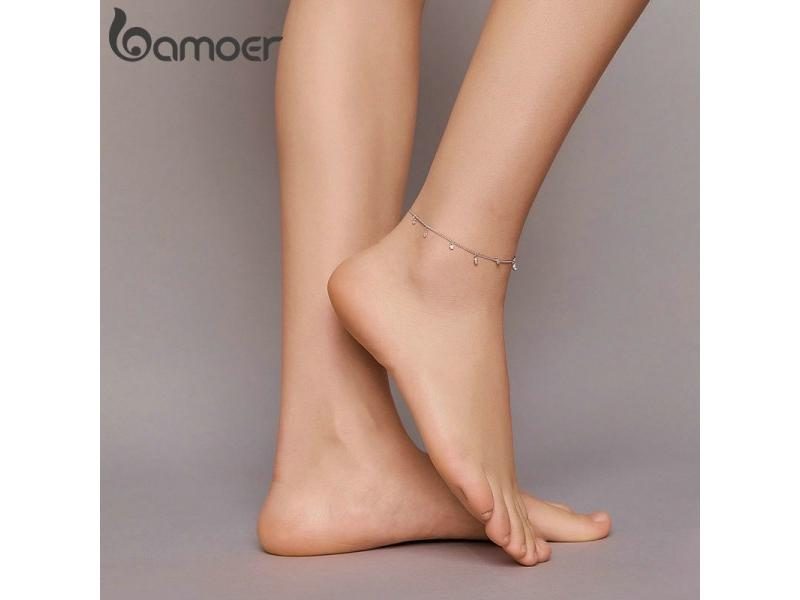 925 Sterling Silver Minimalism Tassel Chain Anklet For Women SCT018 Carousel 2