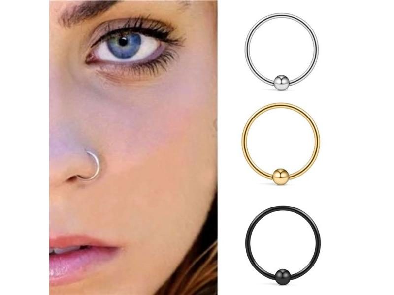 Piercing Nose Rings And Studs 925 Sterling Silver Body Chain Indian Gold Hoop Carousel 2