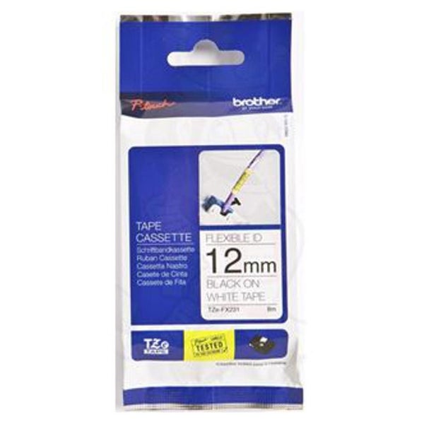 Brother Tze-Fx231 12Mm X 8M Black On White Flexi Id Tape BCL225 Carousel 1
