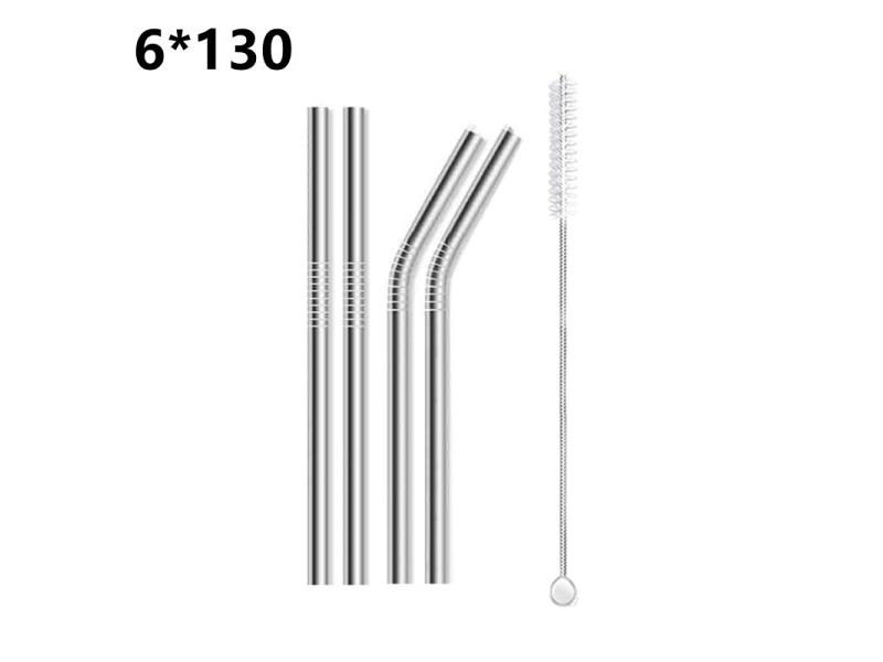 4pcs 6*130/160mm Kids Metal Straws 304 Stainless Steel With Brush For Carousel 1