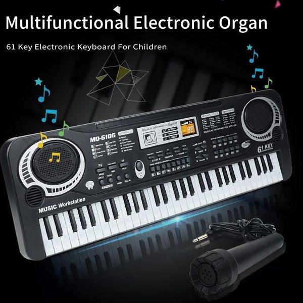 Microphone, Kids Keyboard Beginners Electronic Piano with 61 Keys Music Toy K... Carousel 2