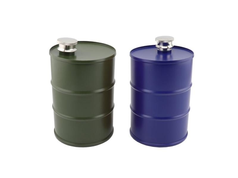 25oz Alcohol Liquor Hip Flask Vodka Oil Drums Whisky Flagon Barrel Shape Carousel 1