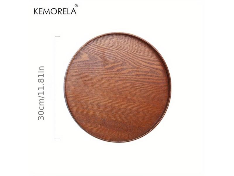 Kemorela 4 Sizes Round Acacia Wood Serving Tray Decorative Tray Farmhouse Carousel 1