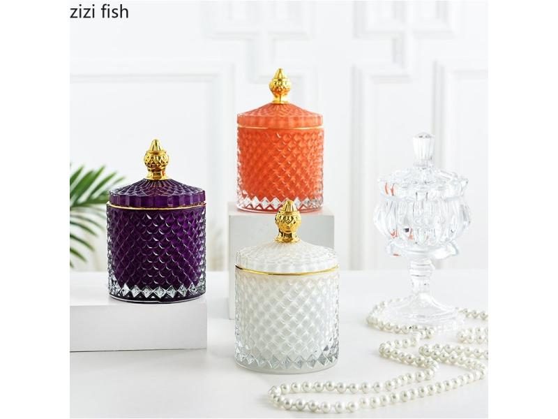 Glass Storage Jars Retro Aroma Candle Jar Jewelry Storage Box Crown Decorative Carousel 2