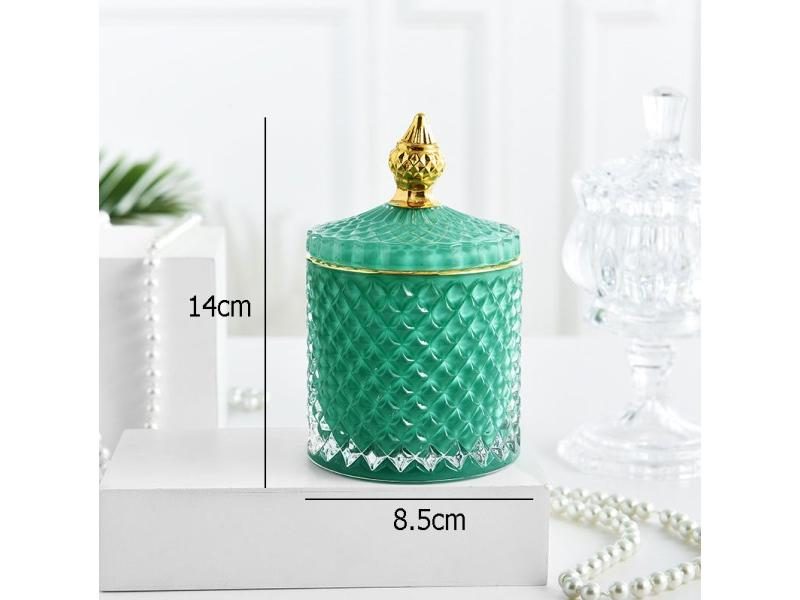 Glass Storage Jars Retro Aroma Candle Jar Jewelry Storage Box Crown Decorative Carousel 1