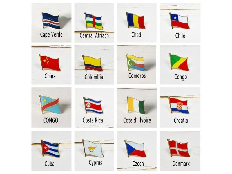 National Flag Metal Lapel Pin Country Badge All The World Chile Colombia Costa Carousel 2