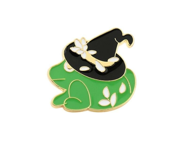 1pc Cartoon Frog Prince Enamel Brooch Lapel Pins Alloy Metal Jewelry Carousel 1