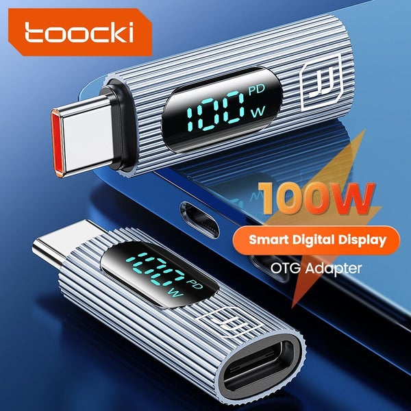 Toocki 100W Digital Display USB Male to Type C Female OTG Adapter PD Fast Cha... Carousel 2