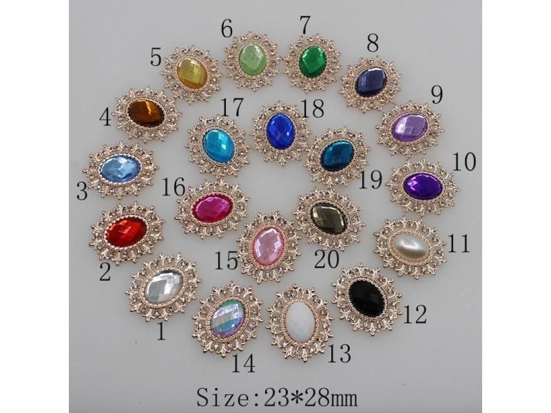 10pc Golden Pendants Clear Rhinestones Pearl Buttons For Wedding Decoration Carousel 1