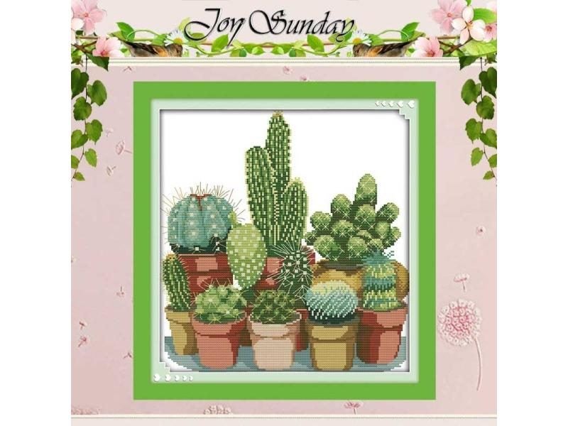 Cactuses (2) Patterns Counted Cross Stitch Set 11CT 14CT 16CT Stamped DMC Carousel 2