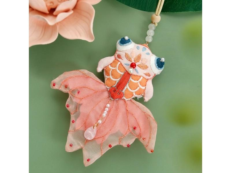 Koi Pouch Cross Stitch Butterfly Embroidery Jewelry Pendant Gift Carousel 1