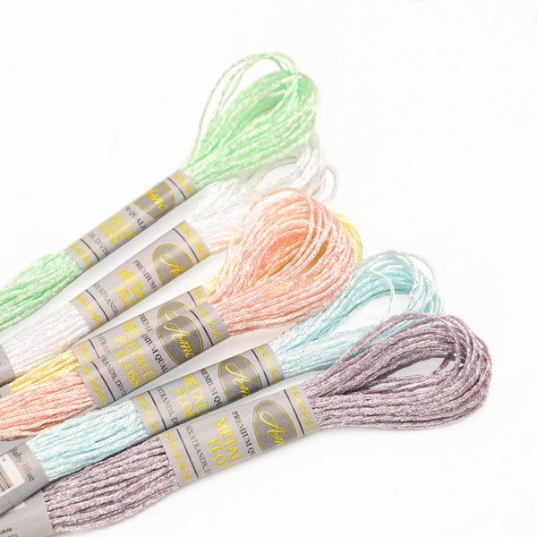 6 Pearlescent High Sheen Metallic Embroidery Floss 8M 6 Strands Skein Pemiunm Carousel 2